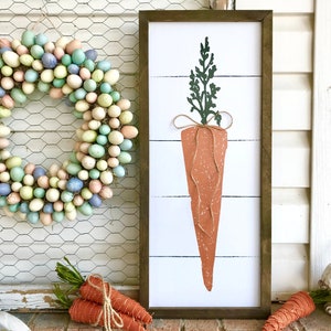 Adorable Rustic Carrot Farmhouse Easter Rabbit Decor Porch Sign