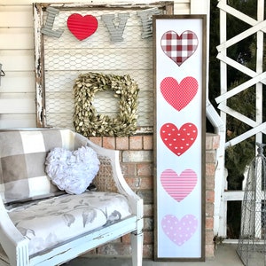 BEST SELLER | Hearts Valentine’s Day Wood Porch sign Valentines Day Heart decor sign