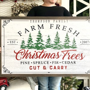 Personalized Farm Fresh Christmas Trees Christmas Farmhouse Rustic Sign
