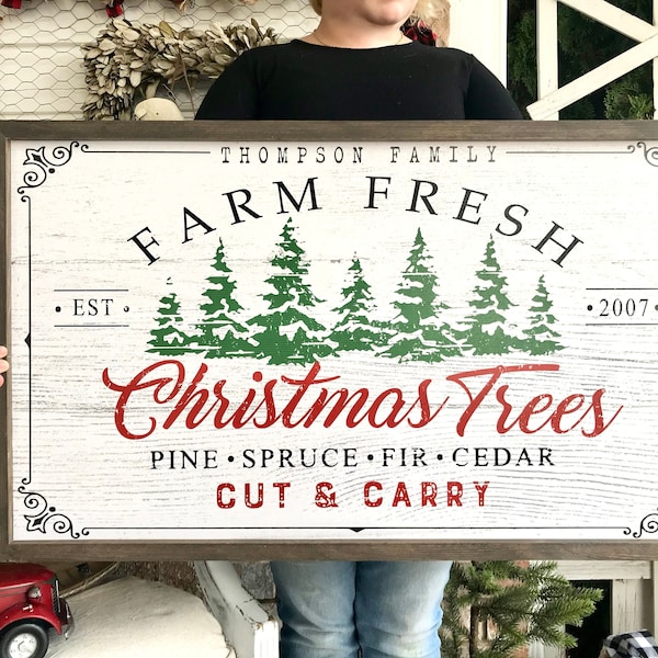 Personalized Farm Fresh Christmas Trees Christmas Farmhouse Rustic Sign