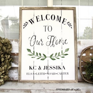 Welcome To Our Home Personalized Framed Farmhouse Sign