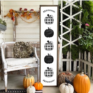 Buffalo Plaid Pumpkin Sign Halloween, Fall, Thanksgiving Wood Porch sign and decor