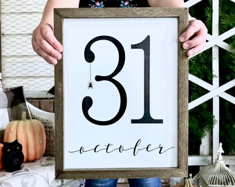 31 October Spider Halloween Farmhouse sign
