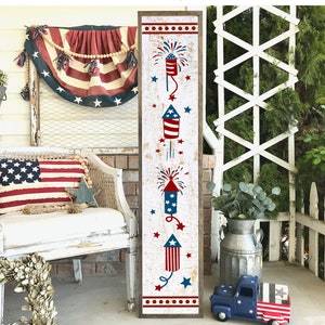 BEST SELLER | 4th of July Fireworks Americana Patriotic Wood Farmhouse Porch Sign