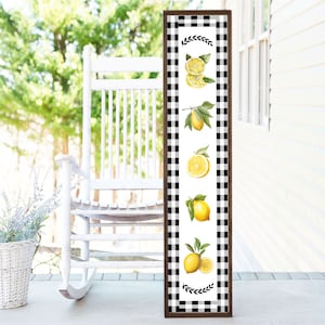 Lemons Wood Framed Farmhouse Porch Sign and Lemon Decor Art
