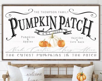 GORGEOUS Personalized Pumpkin Patch Pumpkin Patch Wooden Framed Farmhouse Fall Halloween Decor Sign