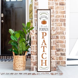 Welcome To Our Pumpkin Patch Porch Decor Wood Framed Farmhouse Sign