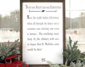 Twas The Night Before Christmas Book Rustic Farmhouse Christmas Sign