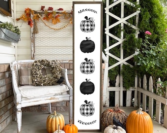 Buffalo Plaid Pumpkin Sign Halloween, Fall, Thanksgiving Wood Porch sign and decor