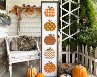 Buffalo Plaid Pumpkins Sign Halloween, Fall, Thanksgiving Wood Porch sign and decor