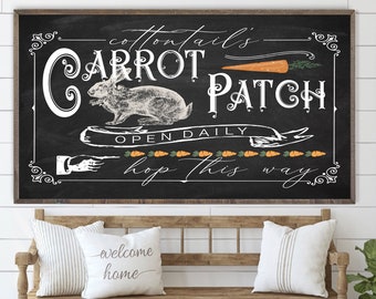 BEST SELLER | Cottontails Carrot Patch Easter Spring Rabbit Wood Framed Farmhouse Sign