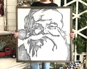 GORGEOUS Santa St. Nick Face Silhouette Rustic Farmhouse Sign