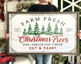 Personalized Farm Fresh Christmas Trees Christmas Farmhouse Rustic Sign