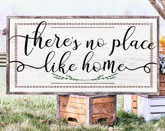 There’s No Place Like Home Wood Farmhouse Framed Sign