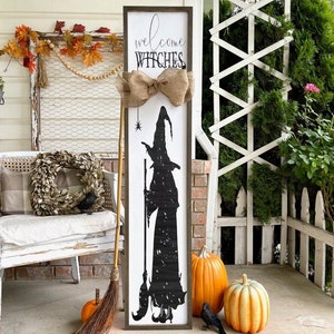 Halloween Witches Porch Wood Framed Farmhouse Sign