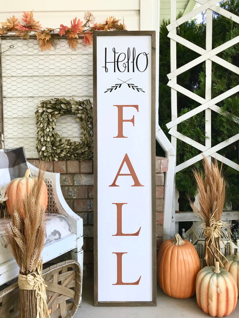 Cute Hello Fall, Halloween, Fall, Thanksgiving Wood Porch sign and decor image 2