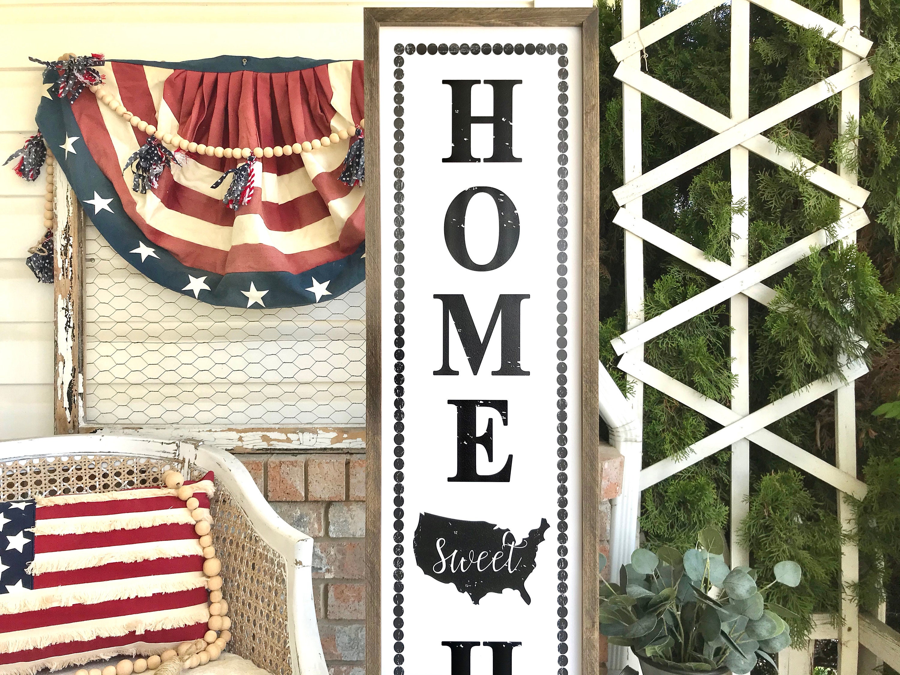 BEST SELLER Home Sweet Home USA Flag 4th of July Americana Etsy