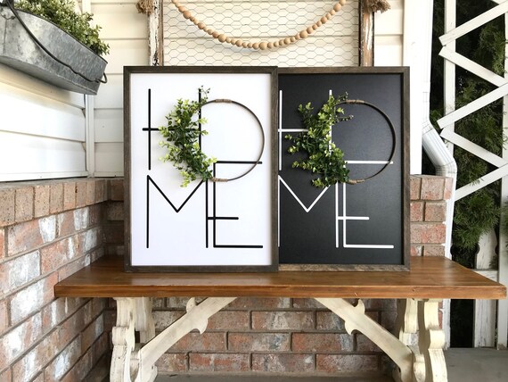 Infrarood Geneeskunde nadering Modern HOME Letters With Wreath Framed Wood Farmhouse Sign - Etsy België