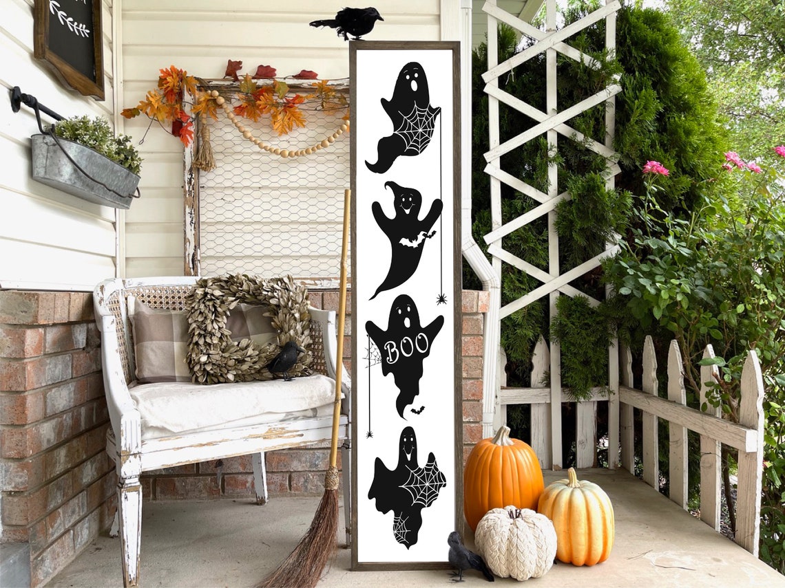 Halloween Ghosts Porch Sign Wood Framed Farmhouse Sign - Etsy