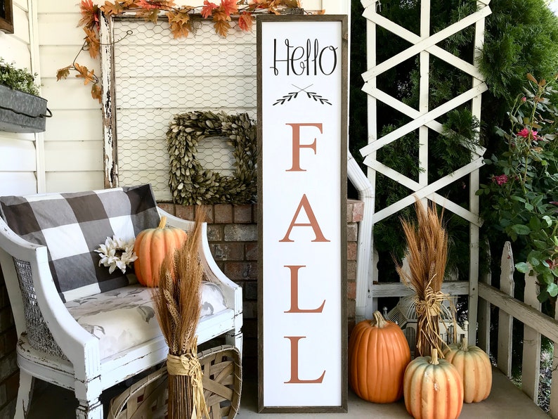 Cute Hello Fall, Halloween, Fall, Thanksgiving Wood Porch sign and decor image 1