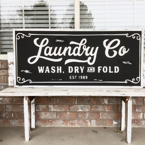 Laundry Co. Wash, Dry and Fold Framed Farmhouse Sign