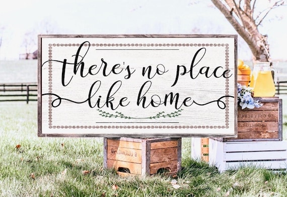 There’s No Place Like Home Wood Farmhouse Framed Sign
