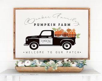Welcome To Our Patch Pumpkin Patch Personalized Pumpkin Truck Fall Halloween Wood Framed Sign