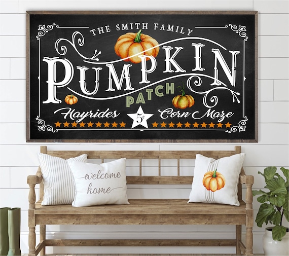 Personalized Pumpkin Patch Pumpkin Patch Wooden Framed Farmhouse Fall Halloween Decor Sign
