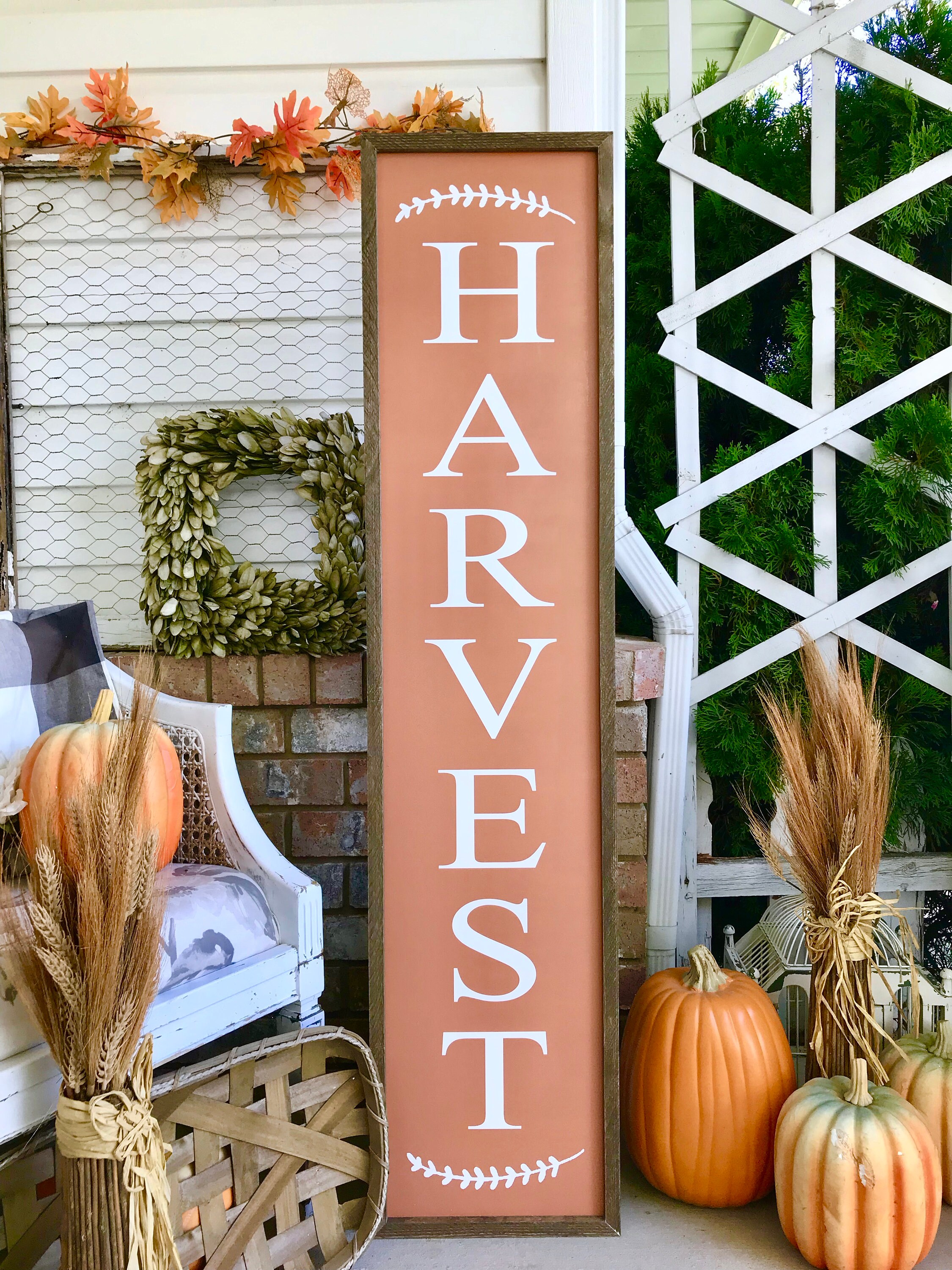 Cute Orange Harvest sign Fall Halloween Thanksgiving Wood | Etsy