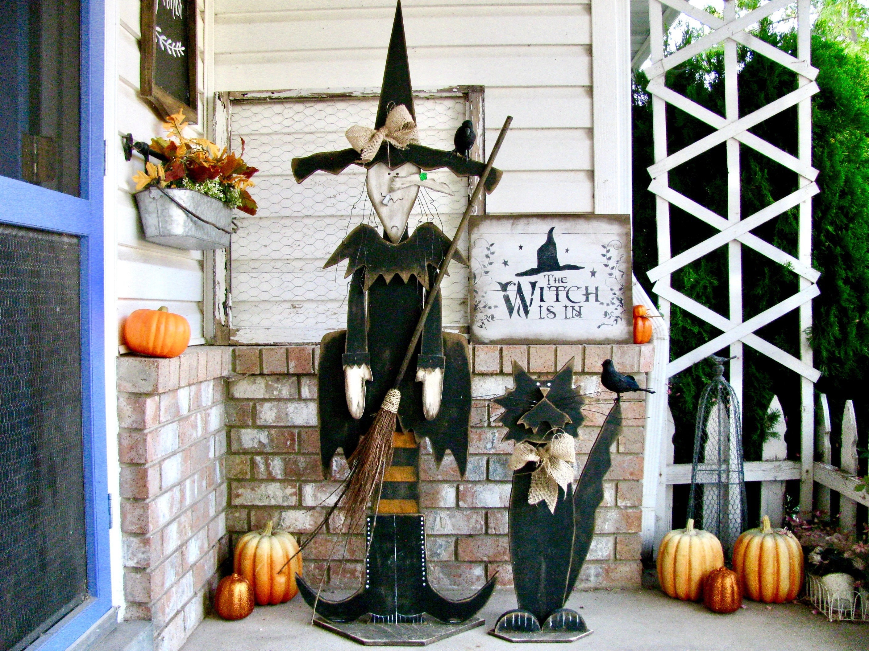 Hexe und oder Katze Porch Statue Halloween Porch Figur Decor