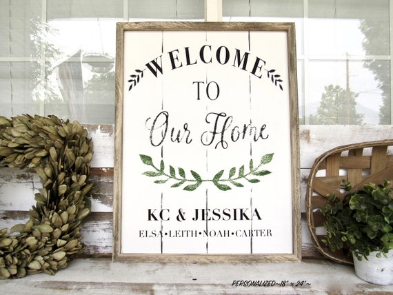 Welcome To Our Home Personalized Framed Farmhouse Sign