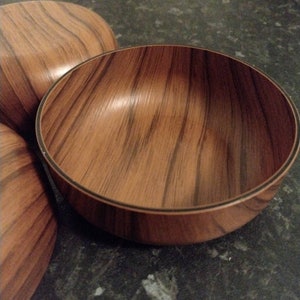 Robex  Mid Century Faux Woodgrain Fruit Or Snack Bowl Retro Vintage