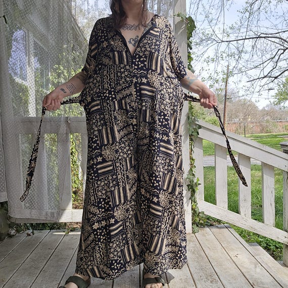 Funky Upcycled Hippie Abstract Patchwork Print Wi… - image 2