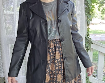 Chaqueta tipo blazer de cuero negro para mujer Wilson’s Maxima, talla M, estilo vintage de los años 90.