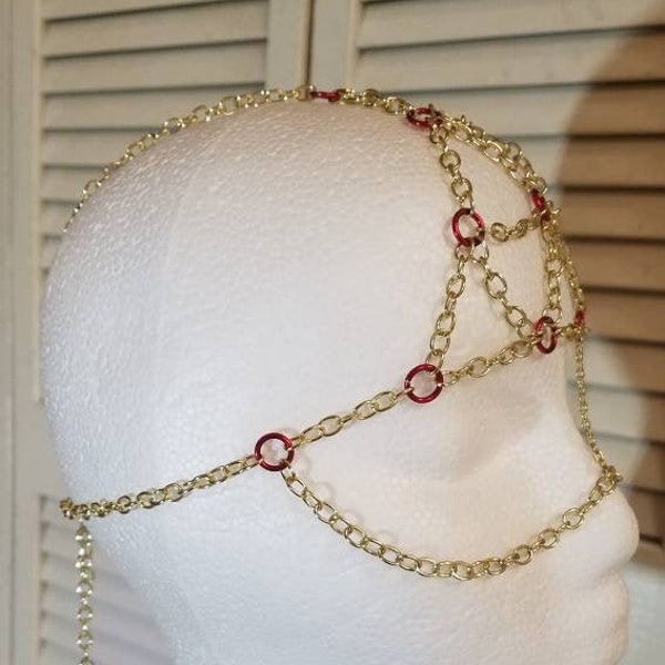 Chain mail Head Piece and Mask with Color Options