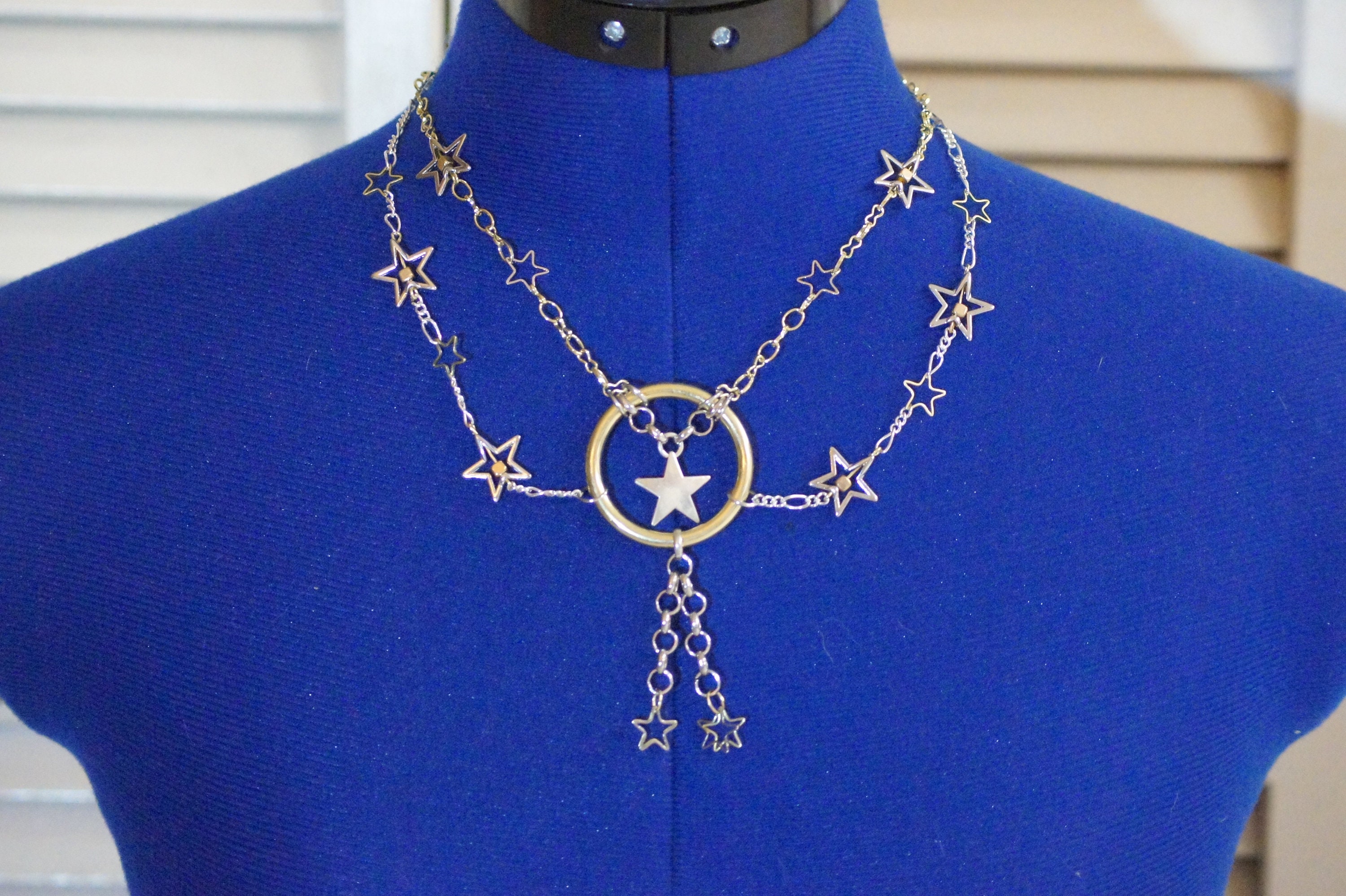 Starburst Silver and Gold Chain Necklace Etsy