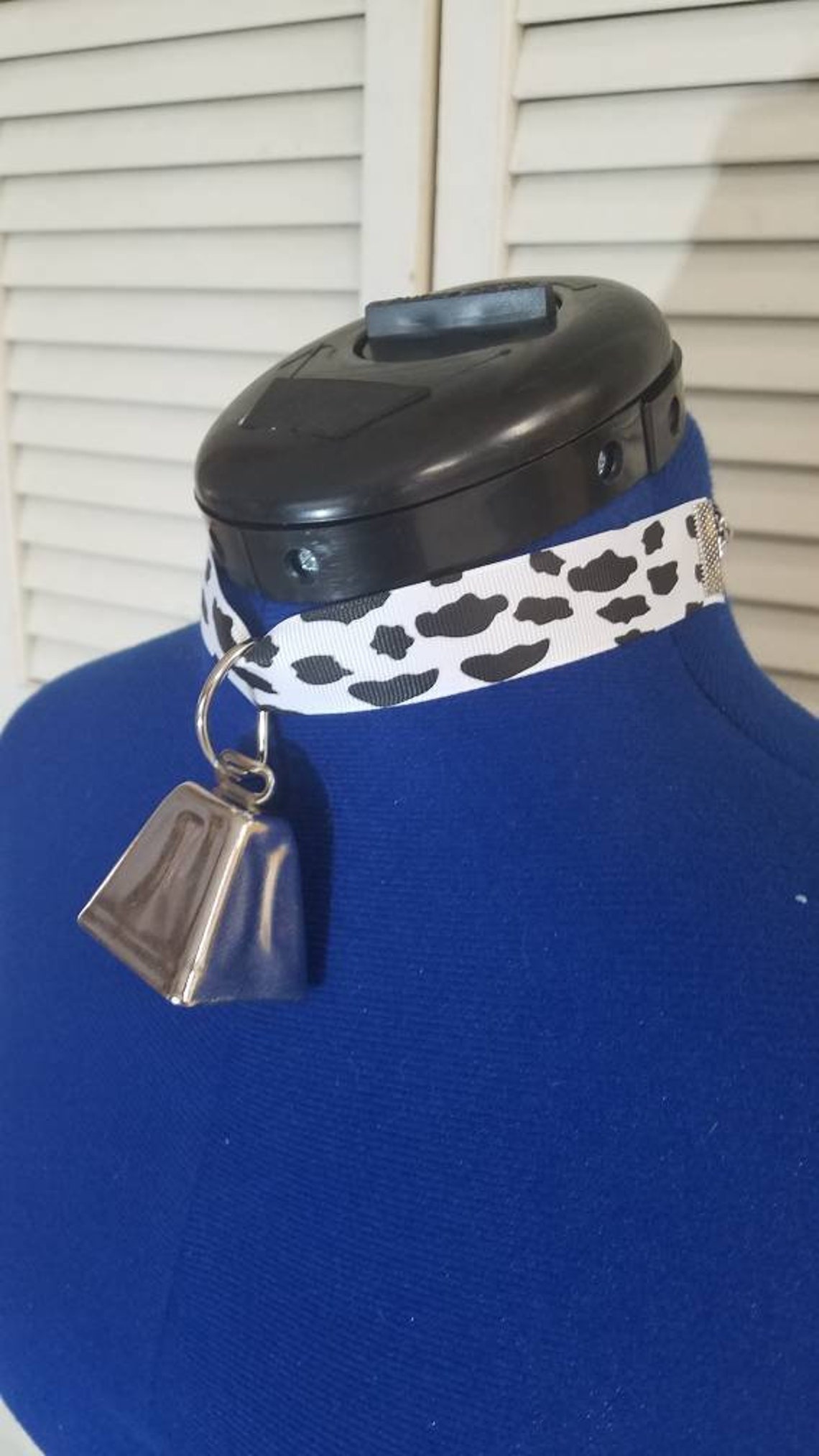 Cow print ribbon and cowbell collar | Etsy