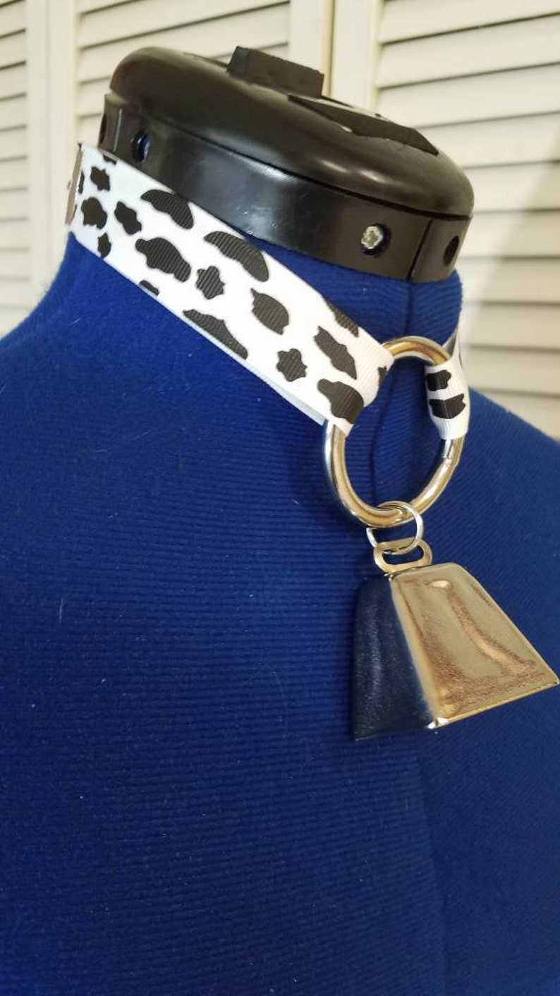 Cowprint Cowbell O ring choker collar image 2