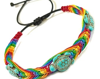 Style Gay & Lesbian LGBT Pride Braided Macrame Bracelet Bulk Rainbow Pride Parade Handmade Pride Jewelry for Men Women Wristband (4)