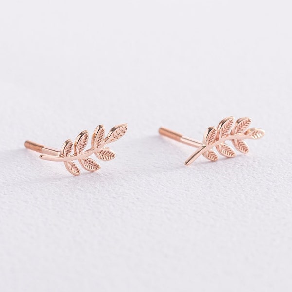 Small Gold Leaf Earrings Etsy