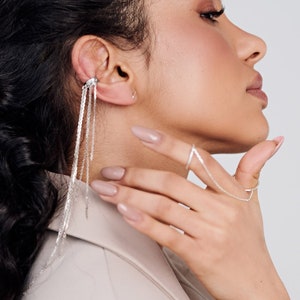 Silver cuff, Silver earring with chains, Chandelier Earrings, Single earring