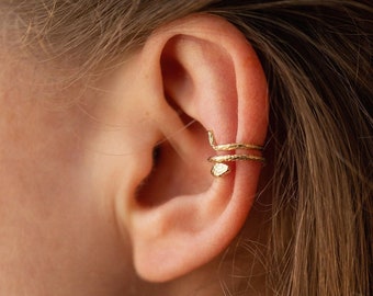 Snake ear cuff, gold ear cuff, ear cuff no piercing,  wrap ear cuff, snake cuff, fake ear cuff