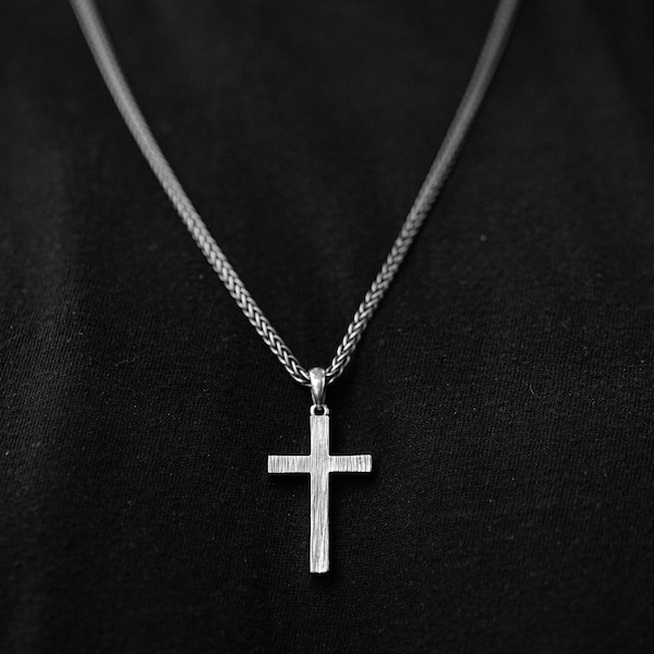 PENDENTIF RELIGIEUX, Pendentif croix en ARGENT, Pendentif spirituel en argent oxydé pour collier cadeau pour les chrétiens, bijoux religieux