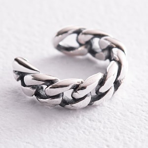 Unisex silver cuff, ear cuff no piercing, tiny ear cuff, minimalist ear cuff, silver cuff unique, chain ear cuff, sterling silver ear cuff