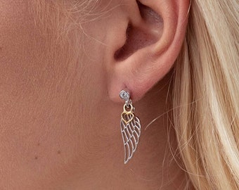 ANGEL WING EARRINGS, Aesthetic Earrings, Sterling Silver Fairy Wing Dangle Earrings, Lightweight Designer Earrings For Women