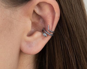Snake earrings silver, ear cuff no piercing,  helix earring cuff, snake earrings cuff, snake earrings, cool helix earring