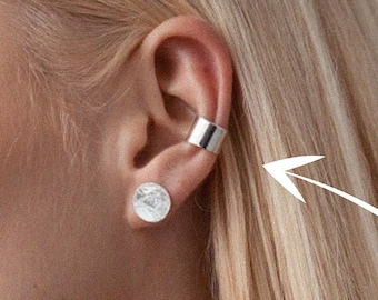 Sterling Silver Ear cuff no Piercing Helix Earring, Cartilage Wrap Cuff Earring, Wide Silver Wrap Earrings, Perfect for Non Pierced Ears