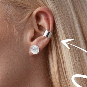 Sterling Silver Ear cuff no Piercing Helix Earring, Cartilage Wrap Cuff Earring, Wide Silver Wrap Orecchini, Perfetto per orecchie non forate