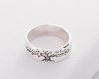 Tree of Life ring Nature inspired ring Sterling silver ring Tree ring Woodland ring Forest ring Botanical ring Unique Celtic wedding band