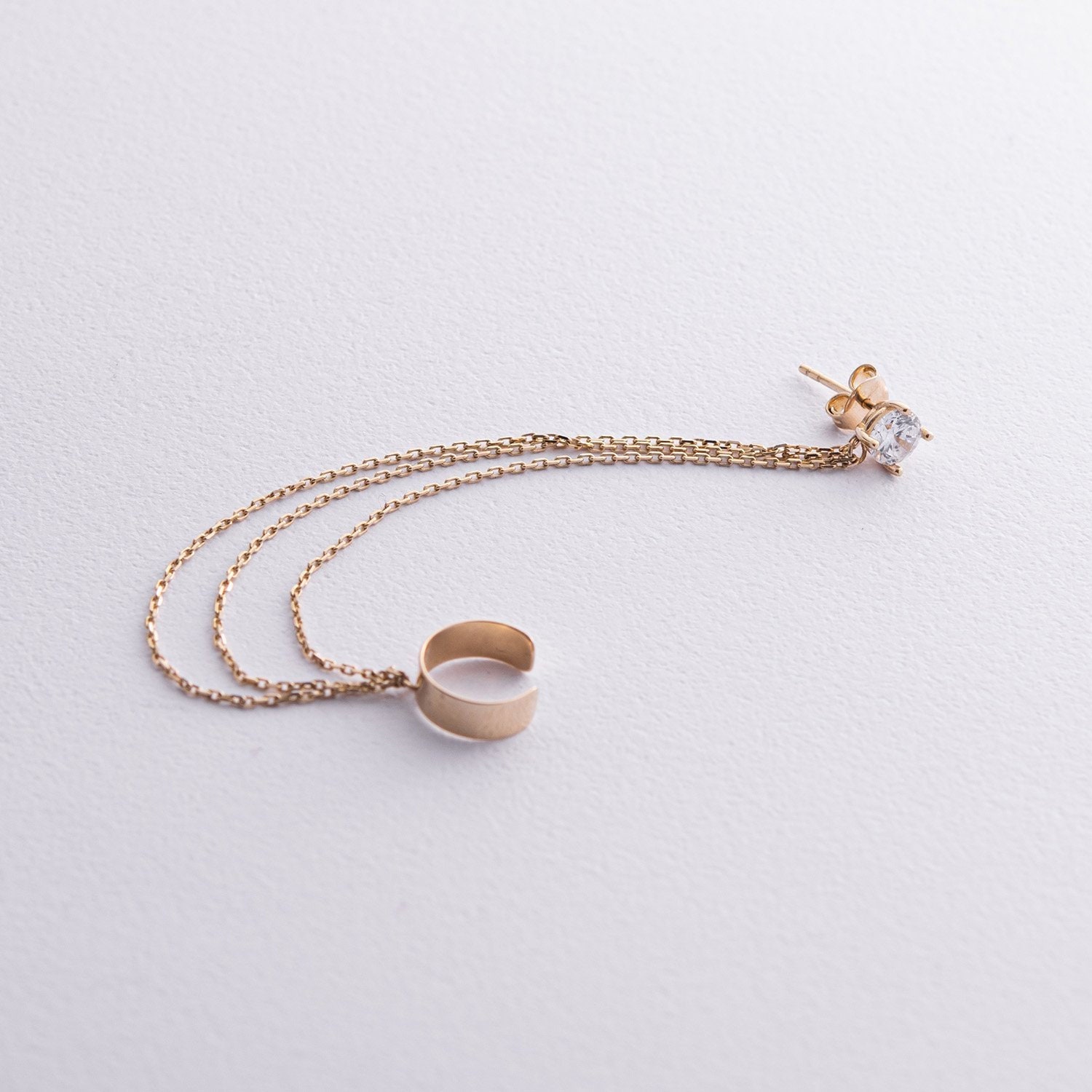 [ILYAND] 韓国ブランド☆14K GOLD☆Baguette Longchain Ear Cuff ILYAND] 韓国ブランド☆14K GOLD☆Baguette Longchain Ear Cuff